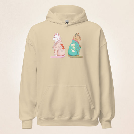 2 Cats with Kimono | Unisex Hoodie - Gorma & Friends