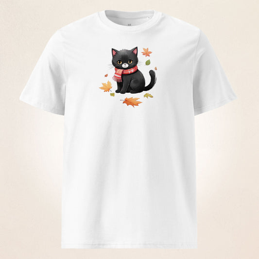 Black Cat in Scarf | organic cotton t-shirt - Gorma & Friends