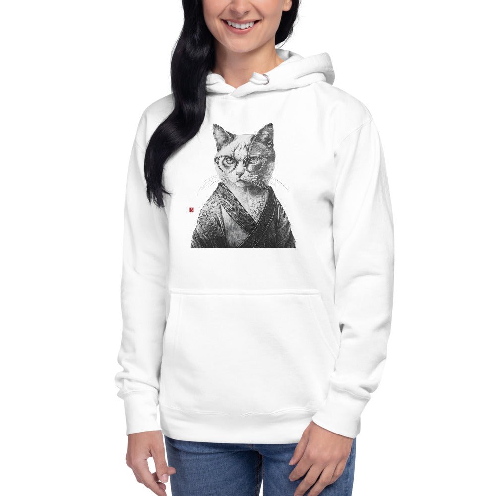 Cat in Kimono 和服の猫 | Black and White Art | Unisex Hoodie - Gorma & Friends