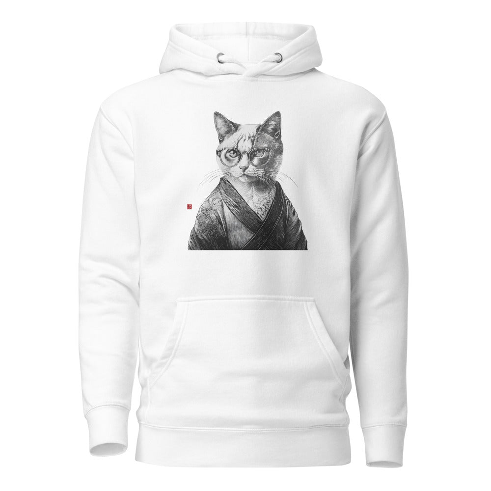 Cat in Kimono 和服の猫 | Black and White Art | Unisex Hoodie - Gorma & Friends