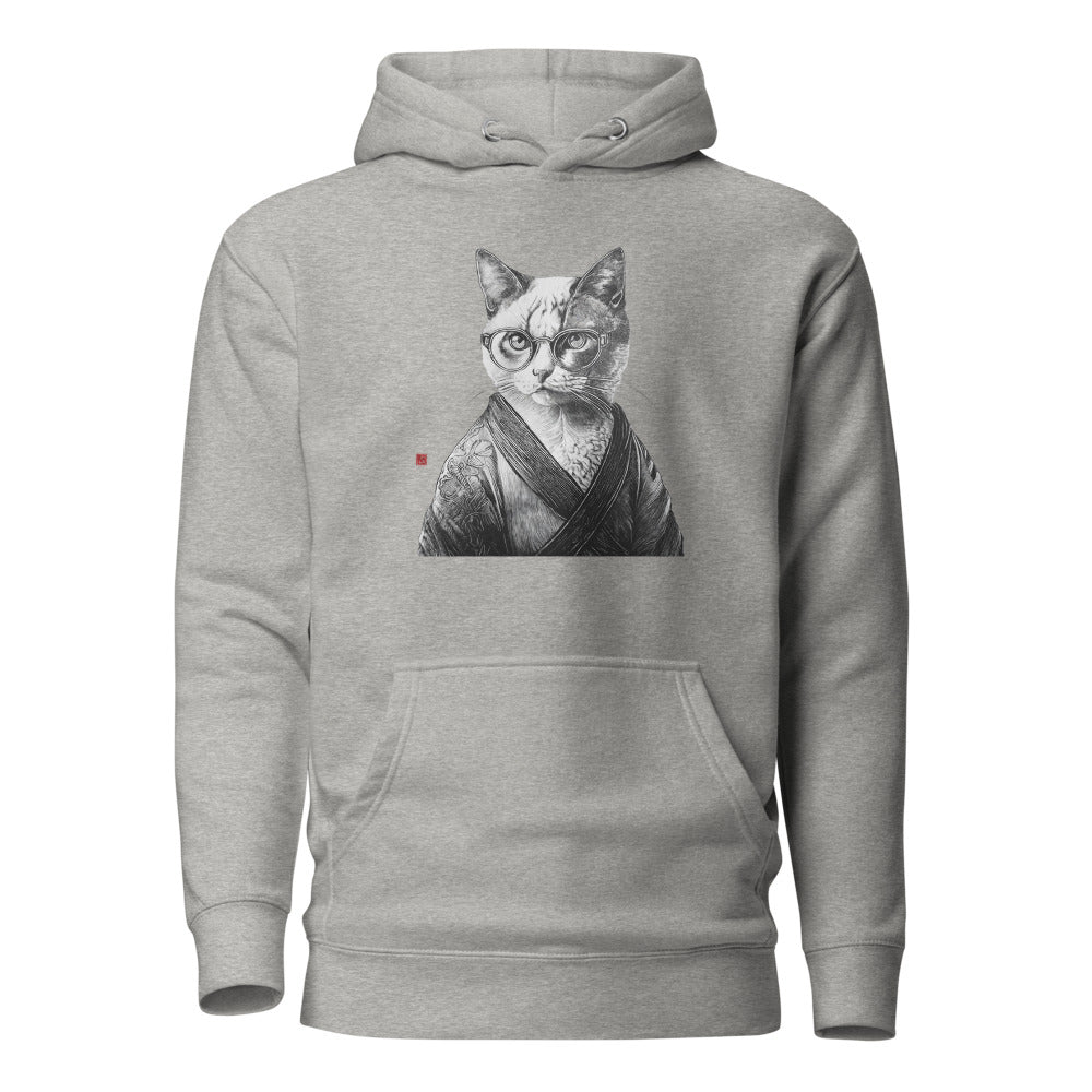 Cat in Kimono 和服の猫 | Black and White Art | Unisex Hoodie - Gorma & Friends