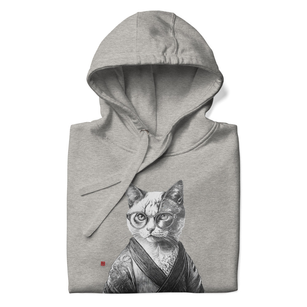 Cat in Kimono 和服の猫 | Black and White Art | Unisex Hoodie - Gorma & Friends