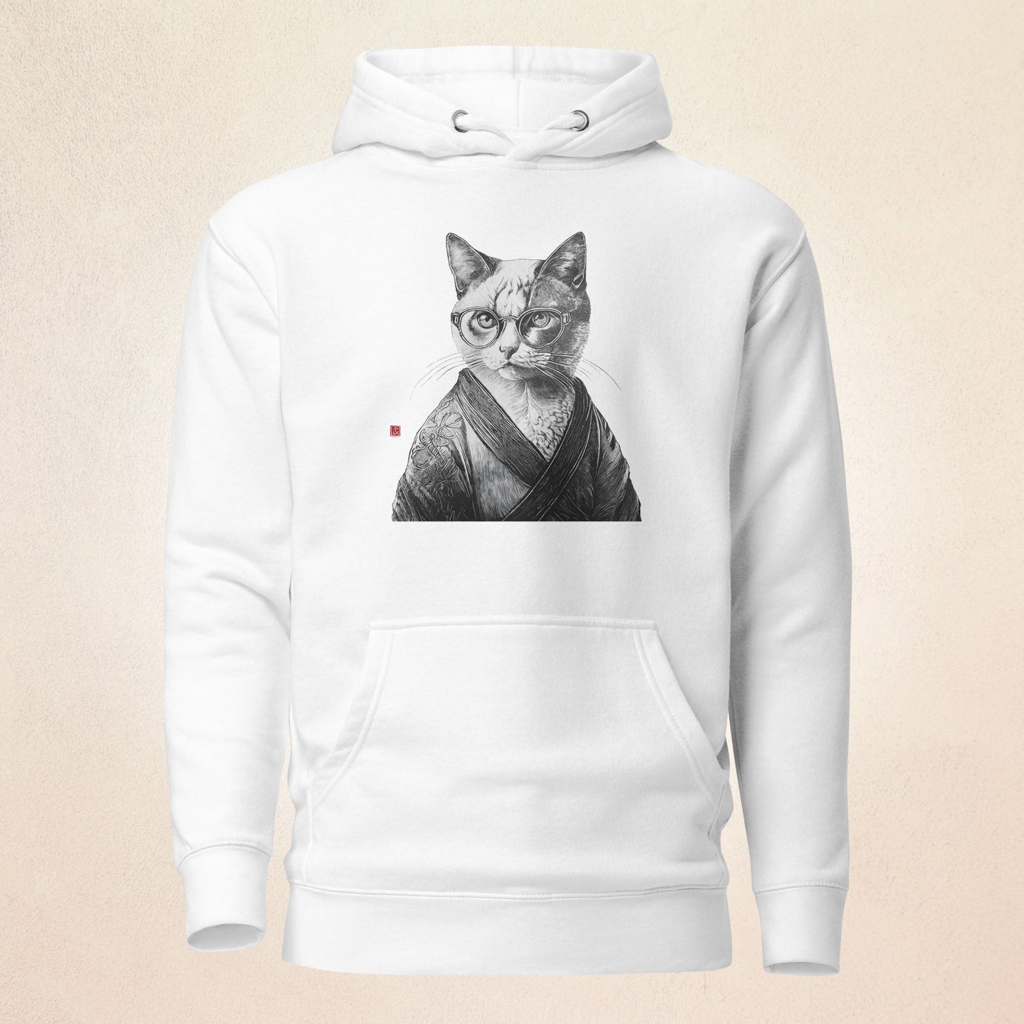 Cat in Kimono 和服の猫 | Black and White Art | Unisex Hoodie - Gorma & Friends