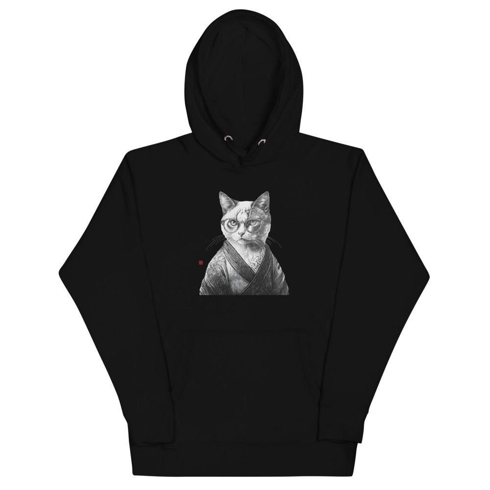 Cat in Kimono 和服の猫 | Black and White Art | Unisex Hoodie - Gorma & Friends