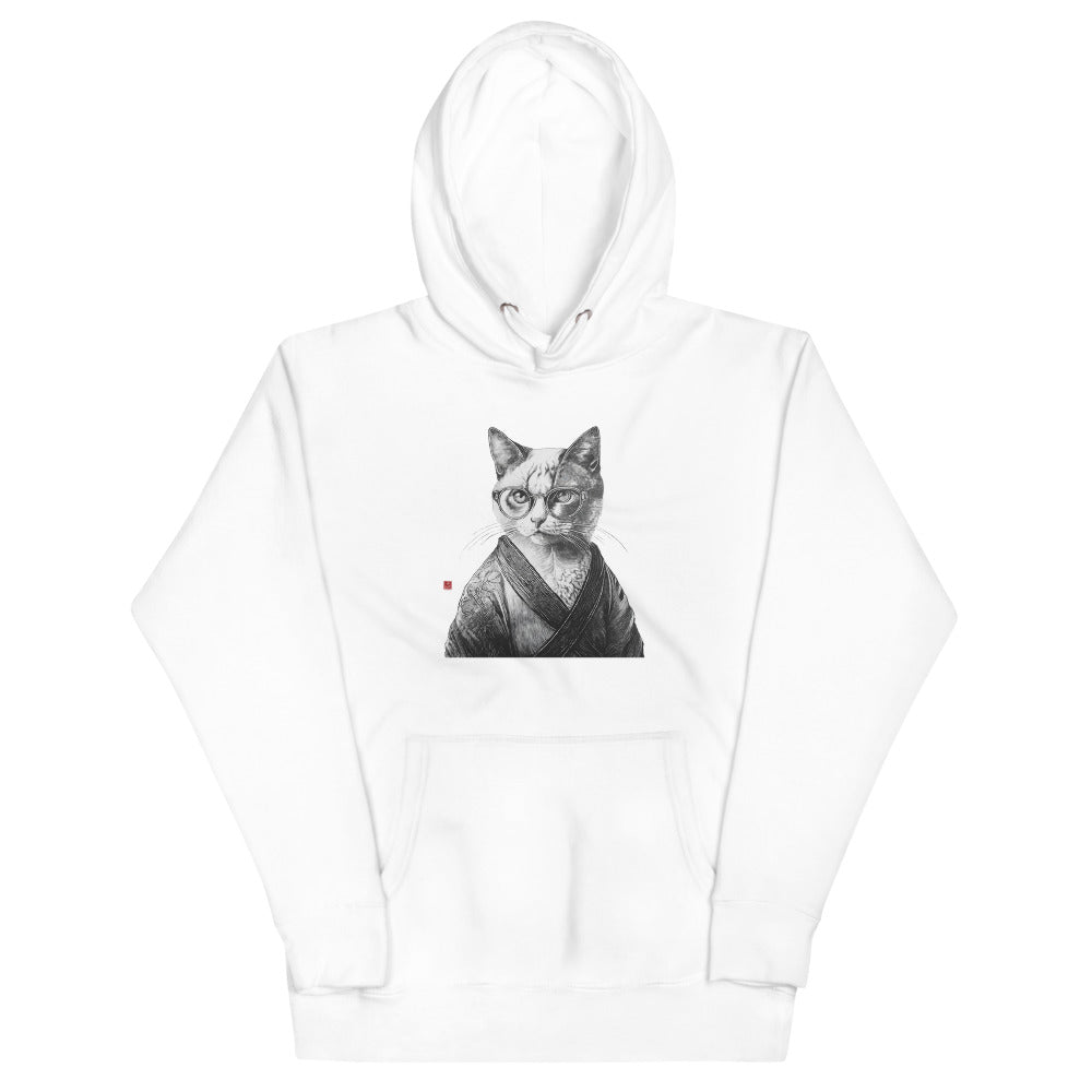 Cat in Kimono 和服の猫 | Black and White Art | Unisex Hoodie - Gorma & Friends