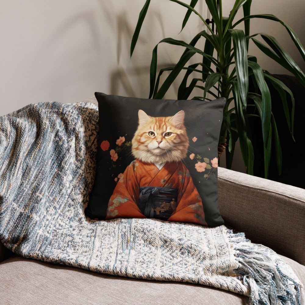 Ginger Cat in Kimono 和服の橘猫 | Pillow | Sofa Cushions - Gorma & Friends