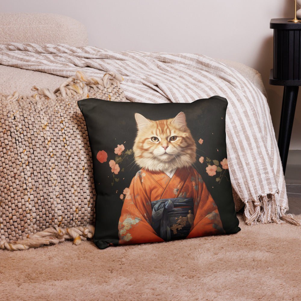 Ginger Cat in Kimono 和服の橘猫 | Pillow | Sofa Cushions - Gorma & Friends