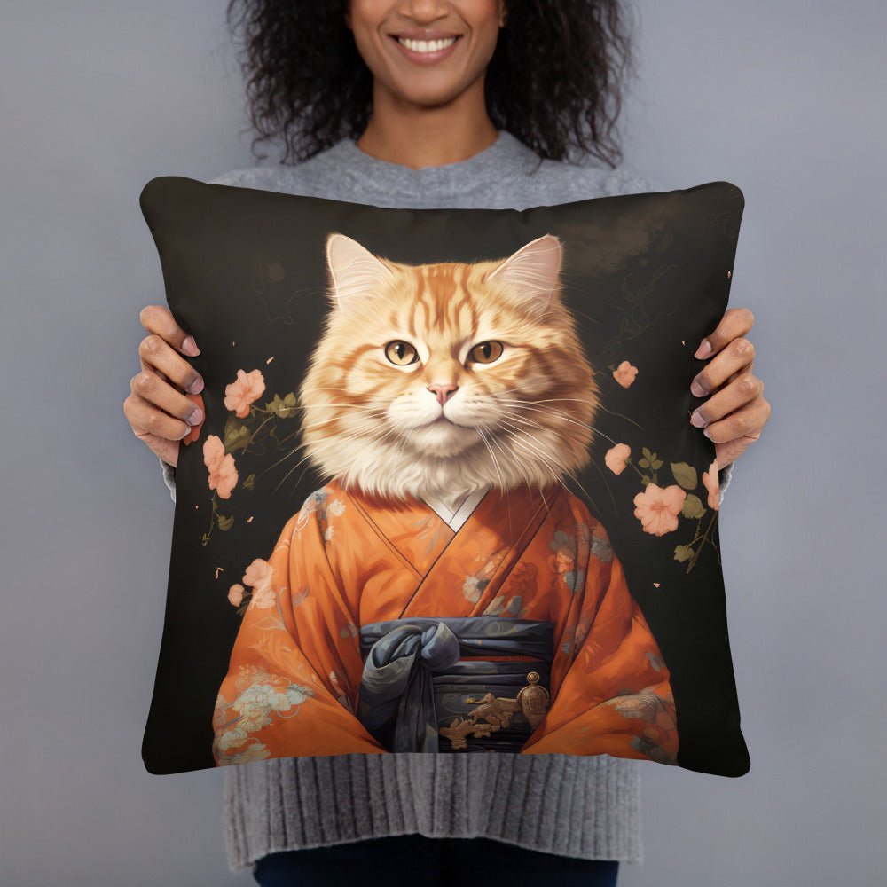 Ginger Cat in Kimono 和服の橘猫 | Pillow | Sofa Cushions - Gorma & Friends