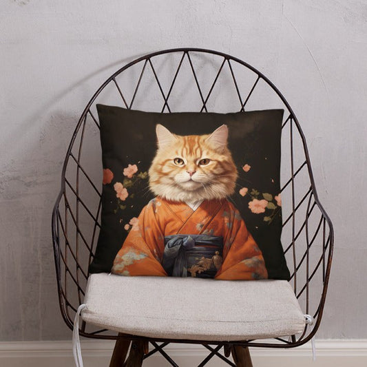 Ginger Cat in Kimono 和服の橘猫 | Pillow | Sofa Cushions - Gorma & Friends