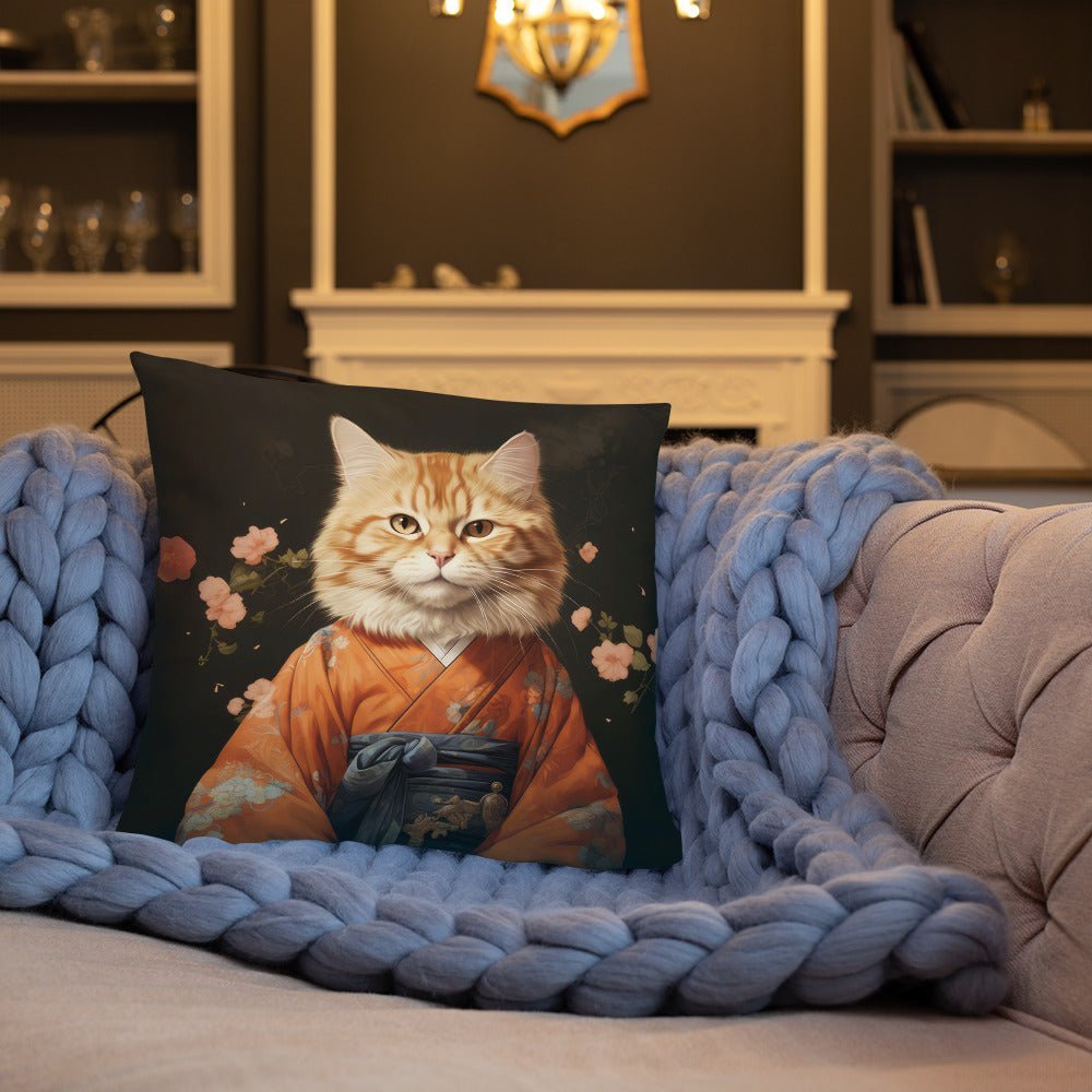 Ginger Cat in Kimono 和服の橘猫 | Pillow | Sofa Cushions - Gorma & Friends