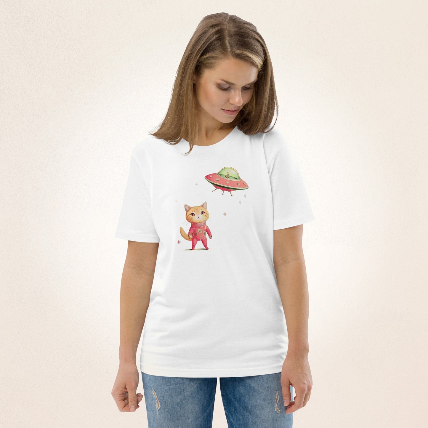 UFO and Cat | Unisex organic cotton t-shirt - Gorma & Friends