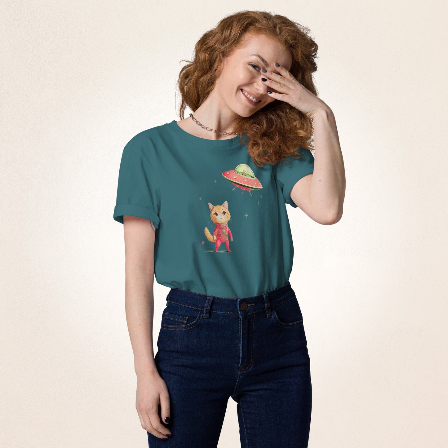 UFO and Cat | Unisex organic cotton t-shirt - Gorma & Friends