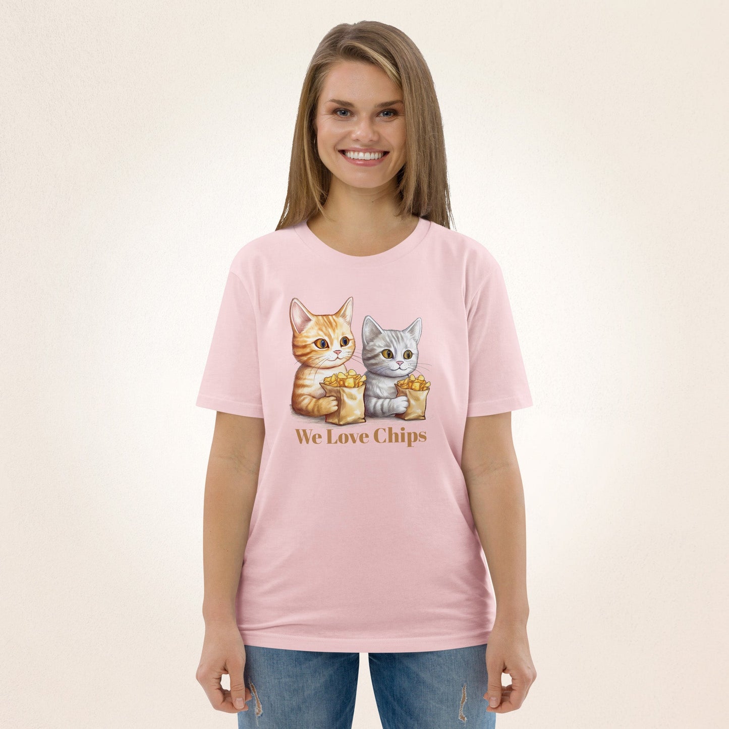 We Love Chips (and Cats) | Unisex organic cotton t-shirt - Gorma & Friends